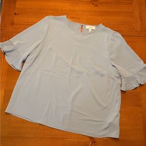 CeCe Sky Blue Ruffle Sleeve Blouse